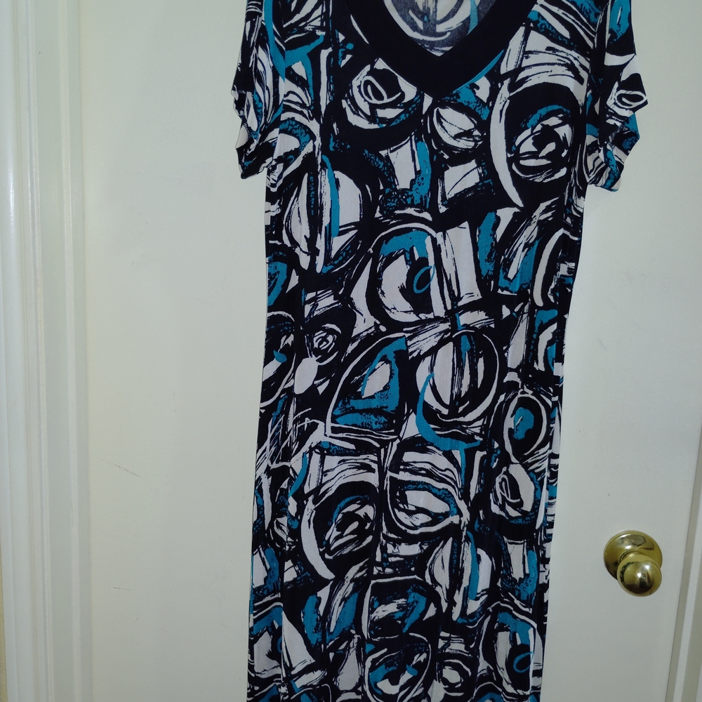 Chico's Travelers Black and Teal Top